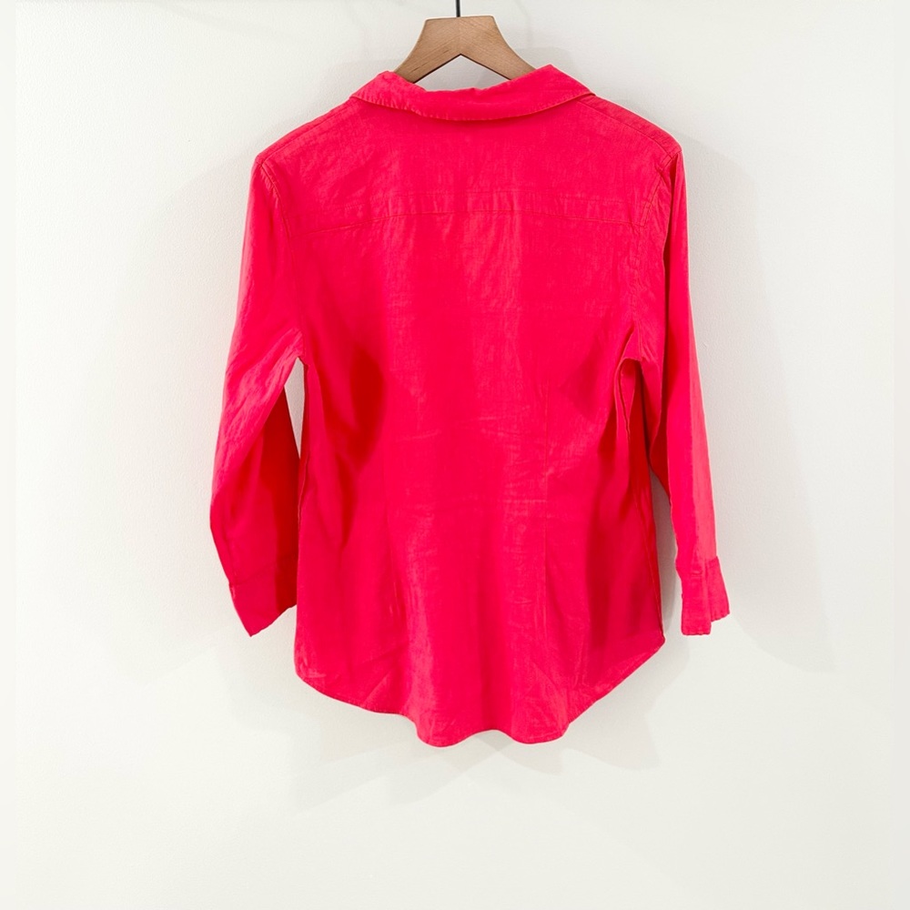 Theory Button Front Blouse Red Size Large - image 5